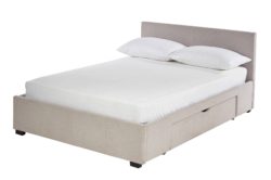Hygena Lavendon 2 Drawer Kingsize Fabric Bed Frame - Latte
